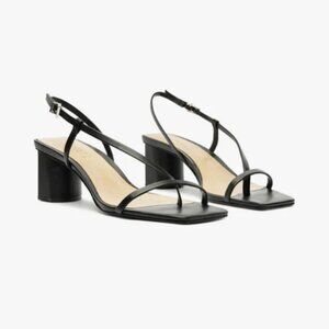 SCHUTZ Black Strappy Block Heel Sandals